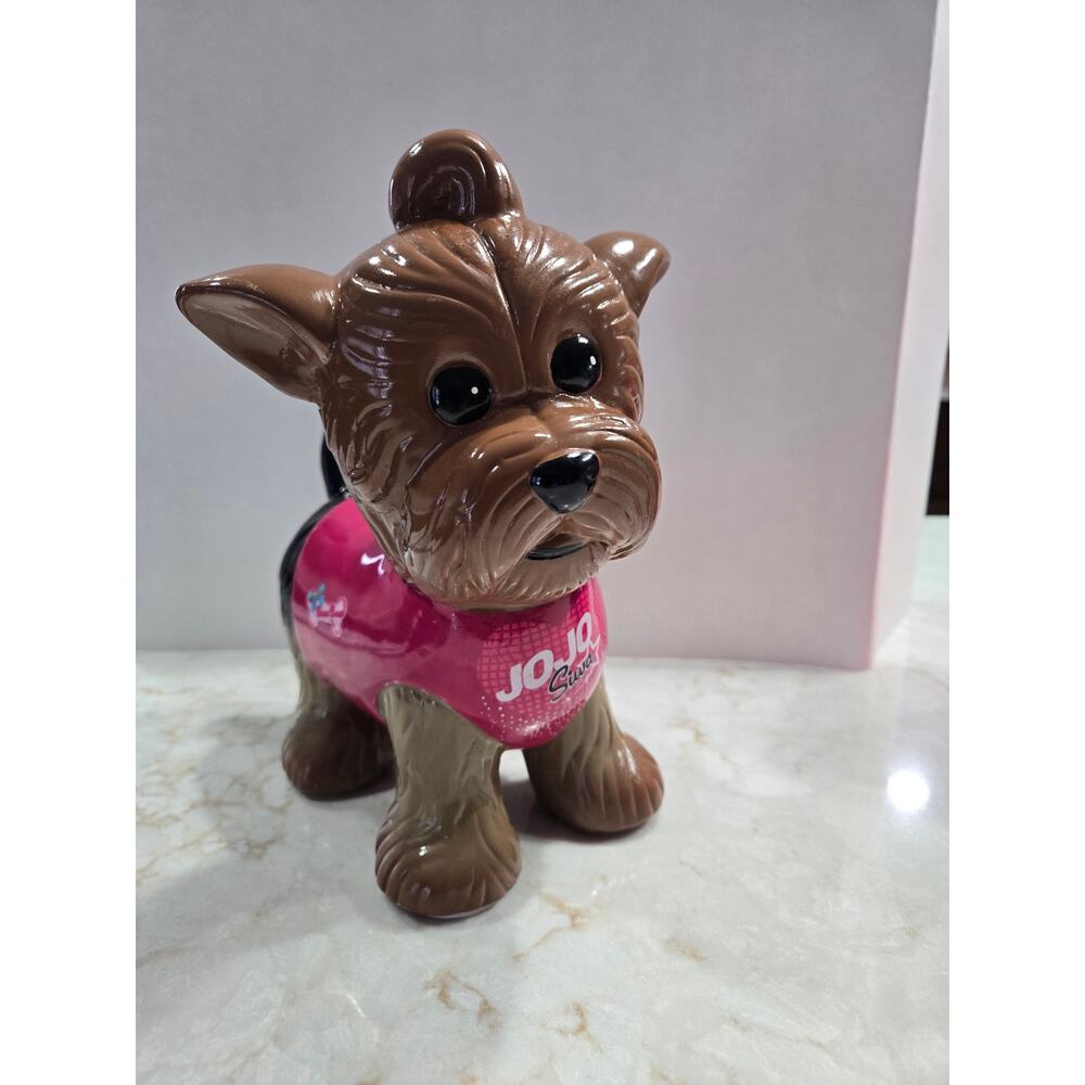 JO JO Siwa Bow Bow Yorkie Ceramic Coin Bank Dog Puppy Piggy Bank 9.25" Tall